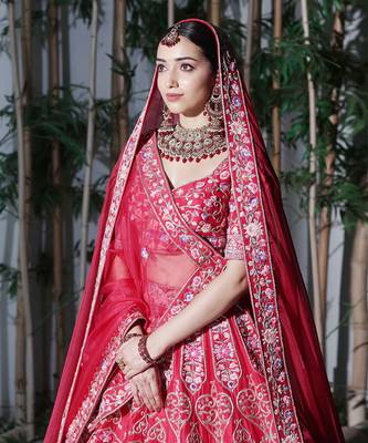Red Peacock Garden Lehenga Set 4