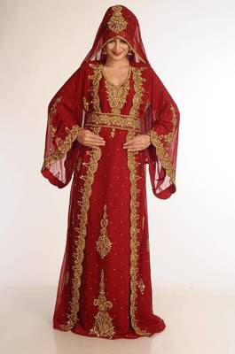Maroon Handcrafted Zari work Stitched Georgette Kaftan Party Dress 3