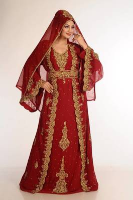 Maroon Handcrafted Zari work Stitched Georgette Kaftan Party Dress 4