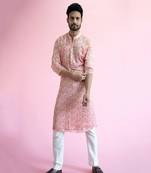 Coral pink kurta pant set