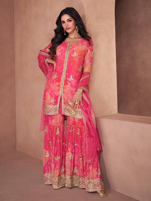 Pink Bridal Sharara Set for Women 3