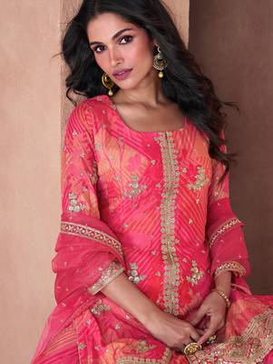 Pink Bridal Sharara Set for Women 4