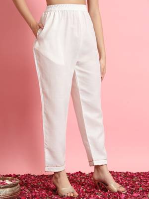  women kurta and trousers pant set silk blend 4