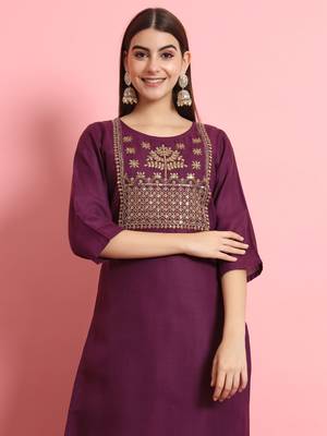   women kurta and trousers pant set silk blend 3