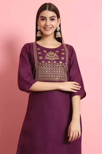   women kurta and trousers pant set silk blend