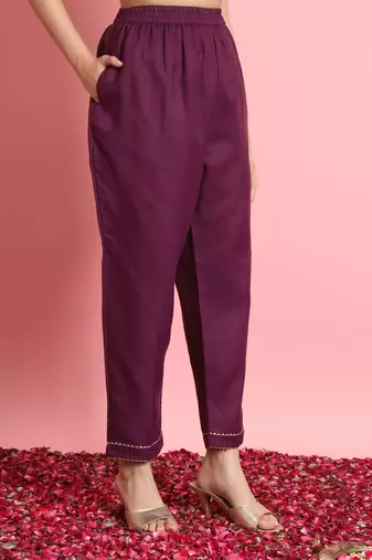   women kurta and trousers pant set silk blend