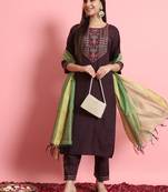   women kurta and trousers pant set silk blend