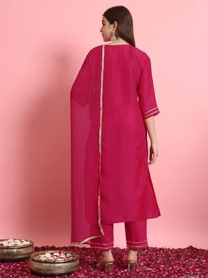   women kurta and trousers pant set silk blend 2
