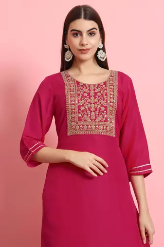   women kurta and trousers pant set silk blend