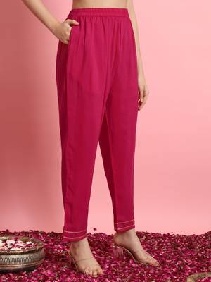   women kurta and trousers pant set silk blend 4