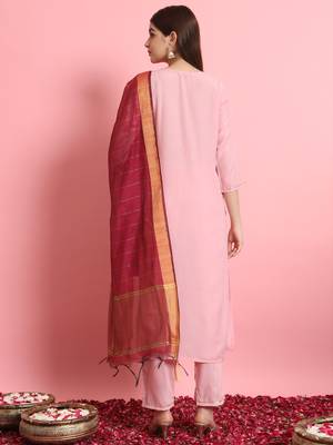   women kurta and trousers pant set silk blend 2