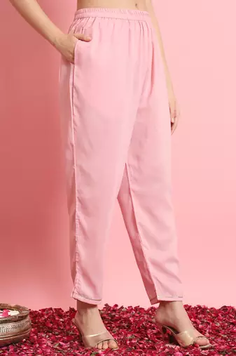   women kurta and trousers pant set silk blend
