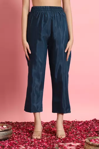  women alia cut embroidered viscose silk floral printed a-line kurta with pant & dupatta set