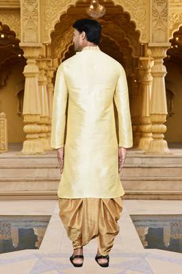 Men's wear fawn art silk dhoti kurta 2