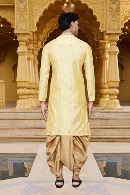 Men's wear fawn art silk dhoti kurta 1