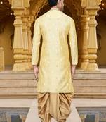Men's wear fawn art silk dhoti kurta