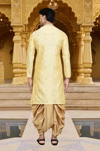 Men's wear fawn art silk dhoti kurta