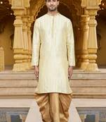 Men's wear fawn art silk dhoti kurta