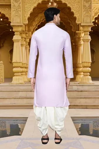 Men's wear purple art silk dhoti kurta