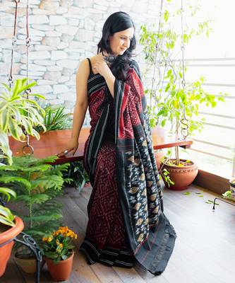 Multicolor Double Ikat Handloom Saree Set 2