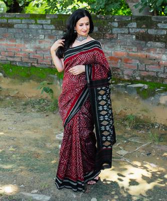 Multicolor Double Ikat Handloom Saree Set 4