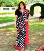Black Double Ikat  Saree Set