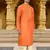 Men's wear orange art silk dhoti kurta
