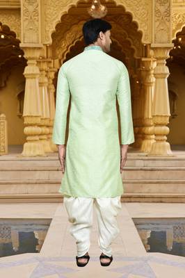 Men's wear pista green art silk dhoti kurta 2