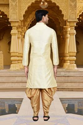 Men's wear fawn art silk dhoti kurta 2