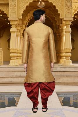 Men's wear chiku art silk dhoti kurta 2