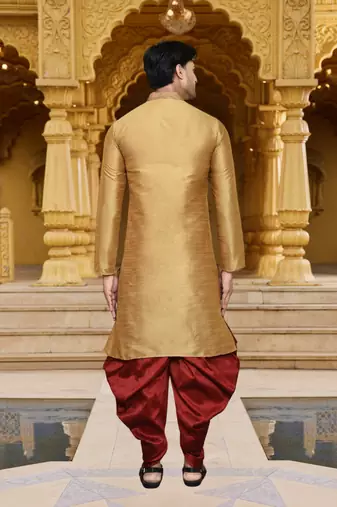 Men's wear chiku art silk dhoti kurta