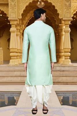 Men's wear pista green art silk dhoti kurta 2