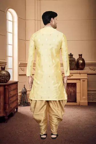 Men's wear fawn art silk dhoti kurta