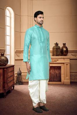 Men's wear light blue  art silk dhoti kurta 1