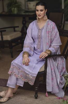 Gruhnaree lavender yoke design a-line kurta with trousers 1