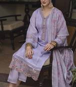 Gruhnaree lavender yoke design a-line kurta with trousers