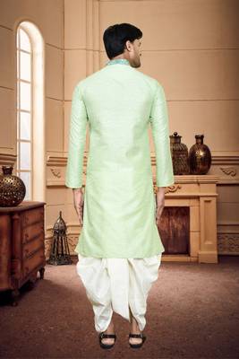 Men's wear pista green art silk dhoti kurta 3