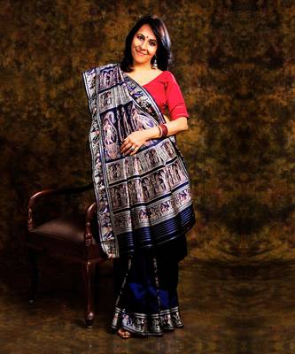 Royal Blue Baluchari  Saree Set 1