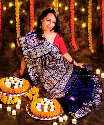Royal Blue Baluchari  Saree Set 2