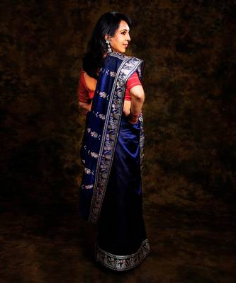 Royal Blue Baluchari  Saree Set 4