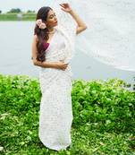 White Handloom Jamdani Saree Set