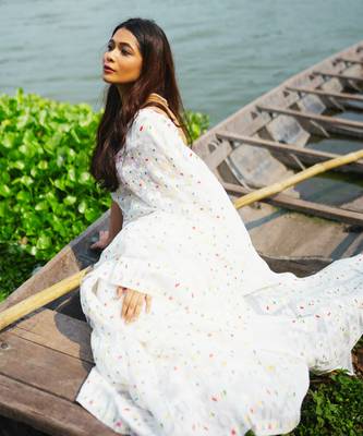 White Handloom Jamdani Saree Set 5