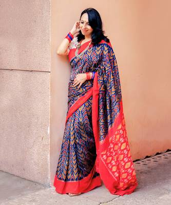 Multicolor Double Ikat Handloom Saree Set 2