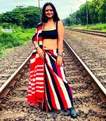 Multicolor Ikat Saree Set