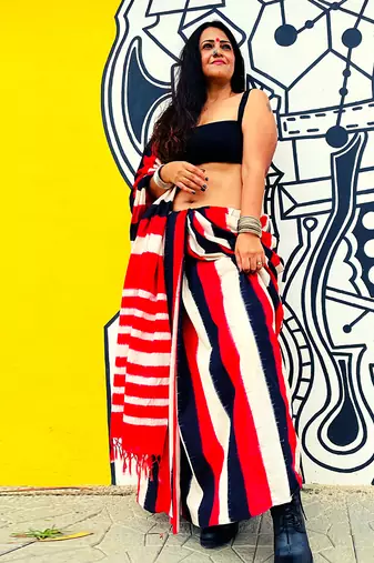 Multicolor Ikat Saree Set
