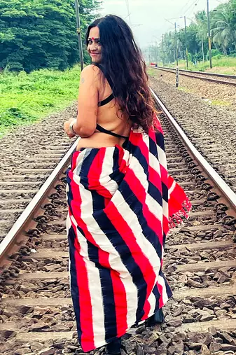 Multicolor Ikat Saree Set