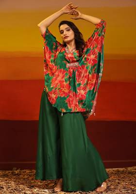 Premium stylish digital printed muslin cord-set kaftan style 1