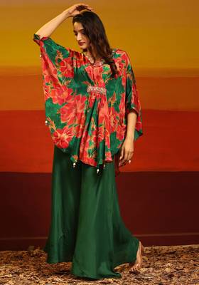 Premium stylish digital printed muslin cord-set kaftan style 2
