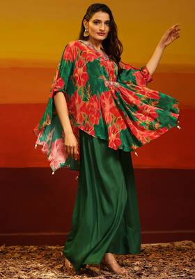 Premium stylish digital printed muslin cord-set kaftan style 3