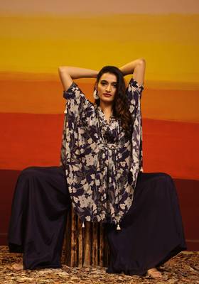 Premium stylish digital printed muslin cord-set kaftan style 3